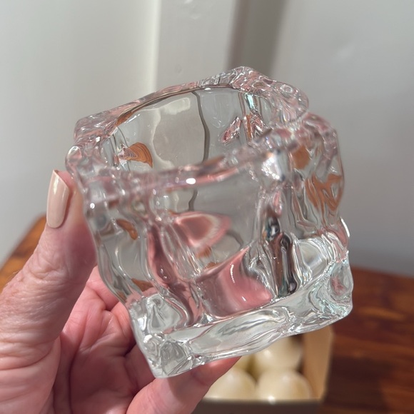 Vintage PartyLite Glacier Cube Candle Holder w/ Vanilla Votives - Picture 2 of 7